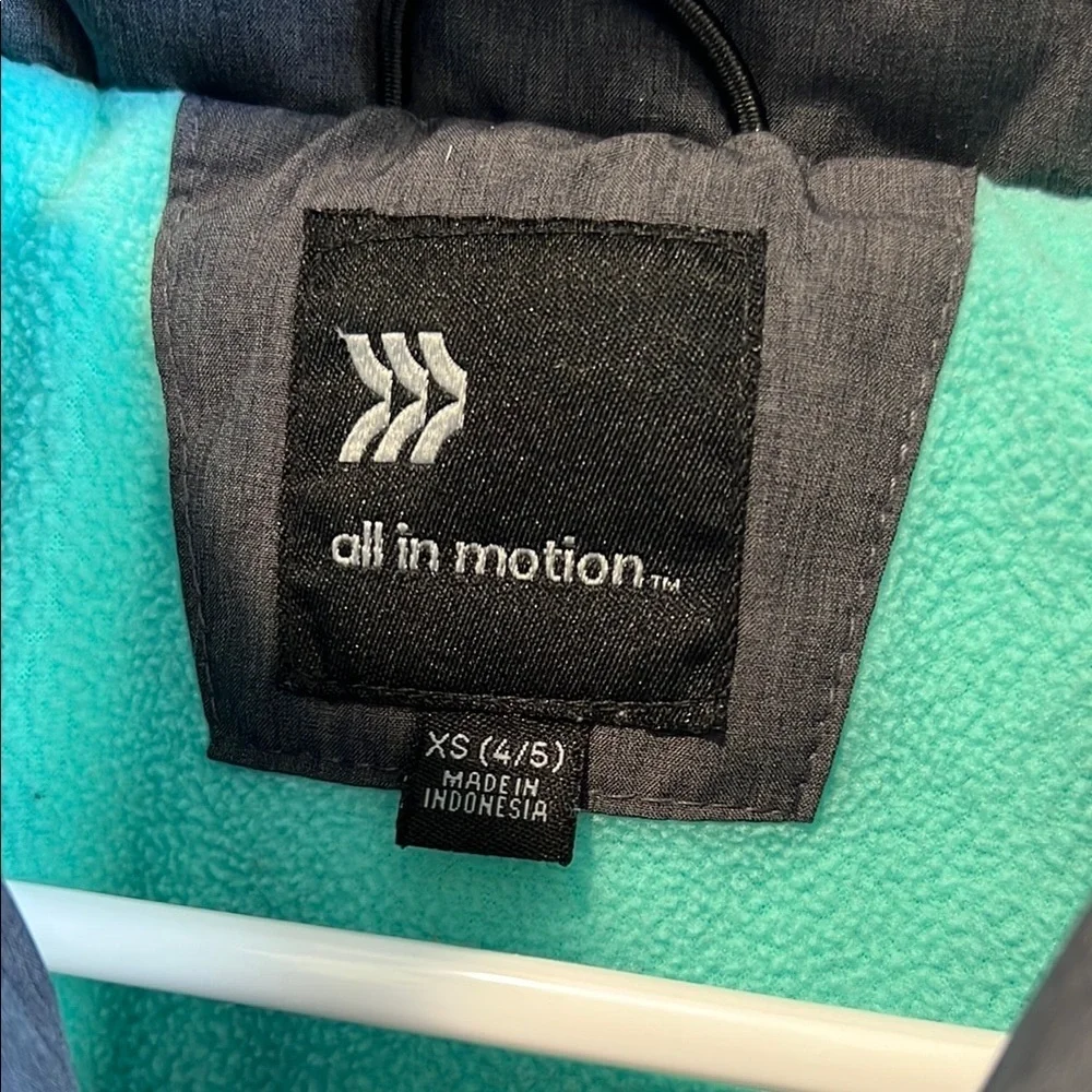 All in Motion Kids Charcoal and Teal Puffer Jacket